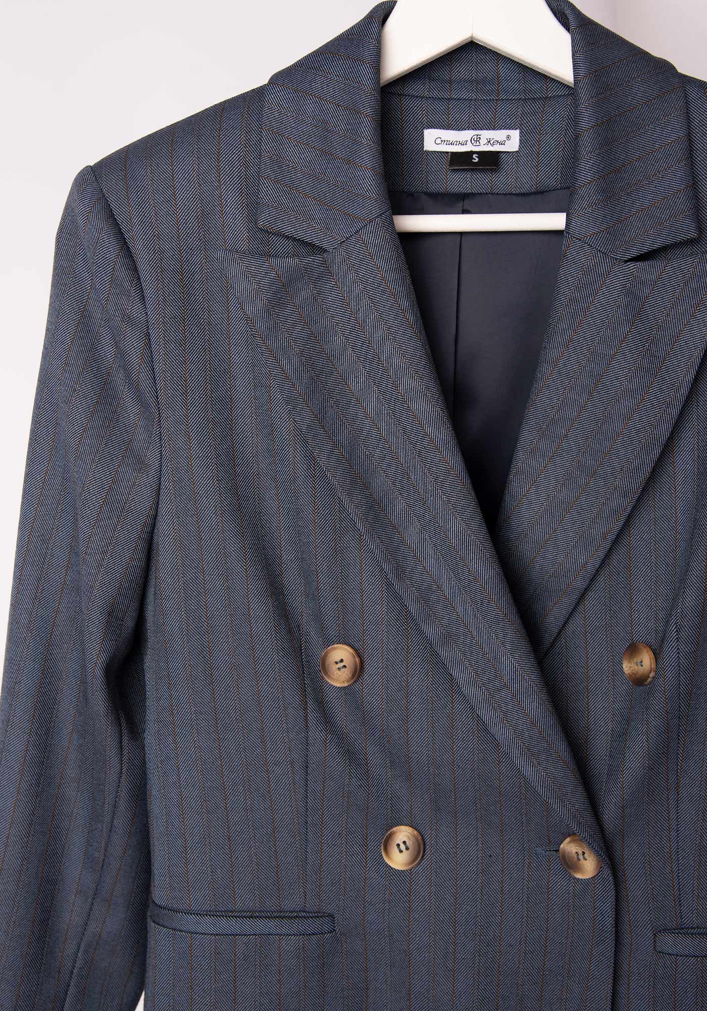 Women's Tailored Double breasted Blazer in Navy Herringbone