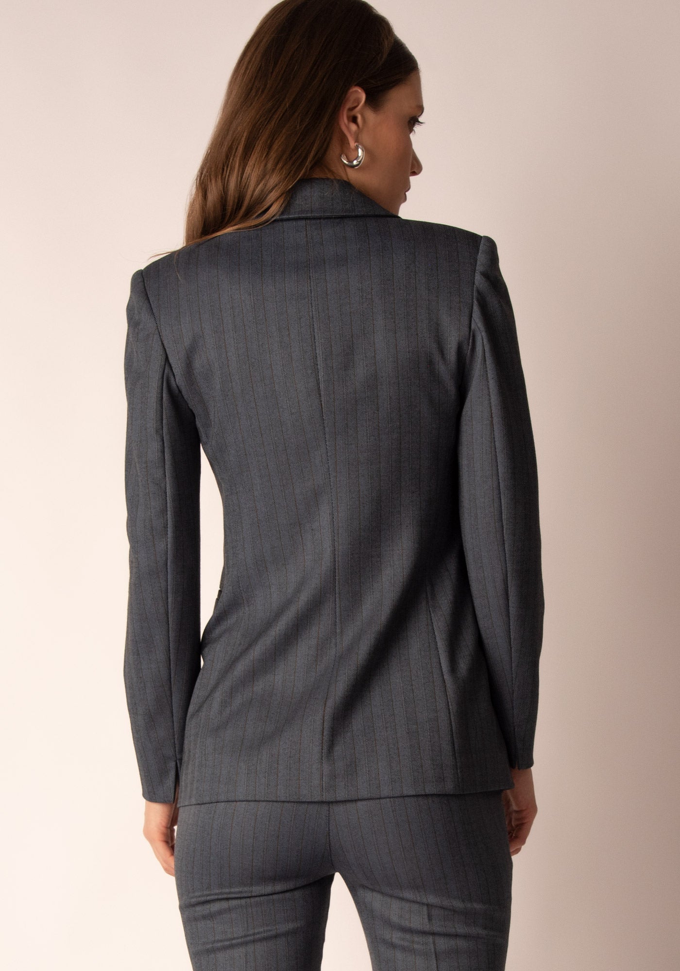 Women's Tailored Double breasted Blazer in Navy Herringbone