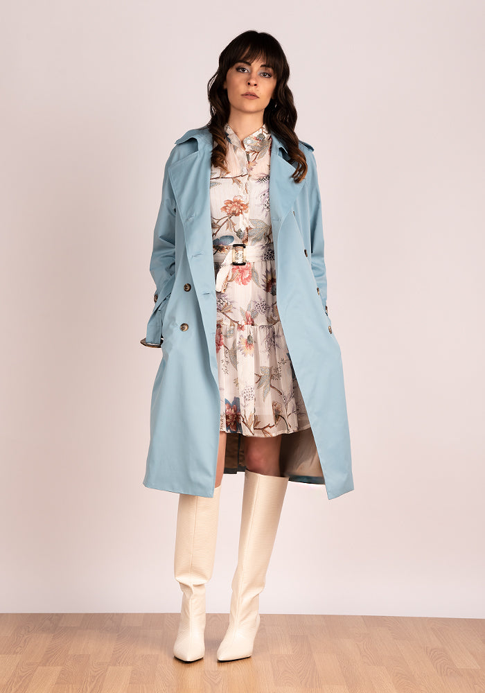 Lightweight Women s Oversized Trench Coat in Light blue