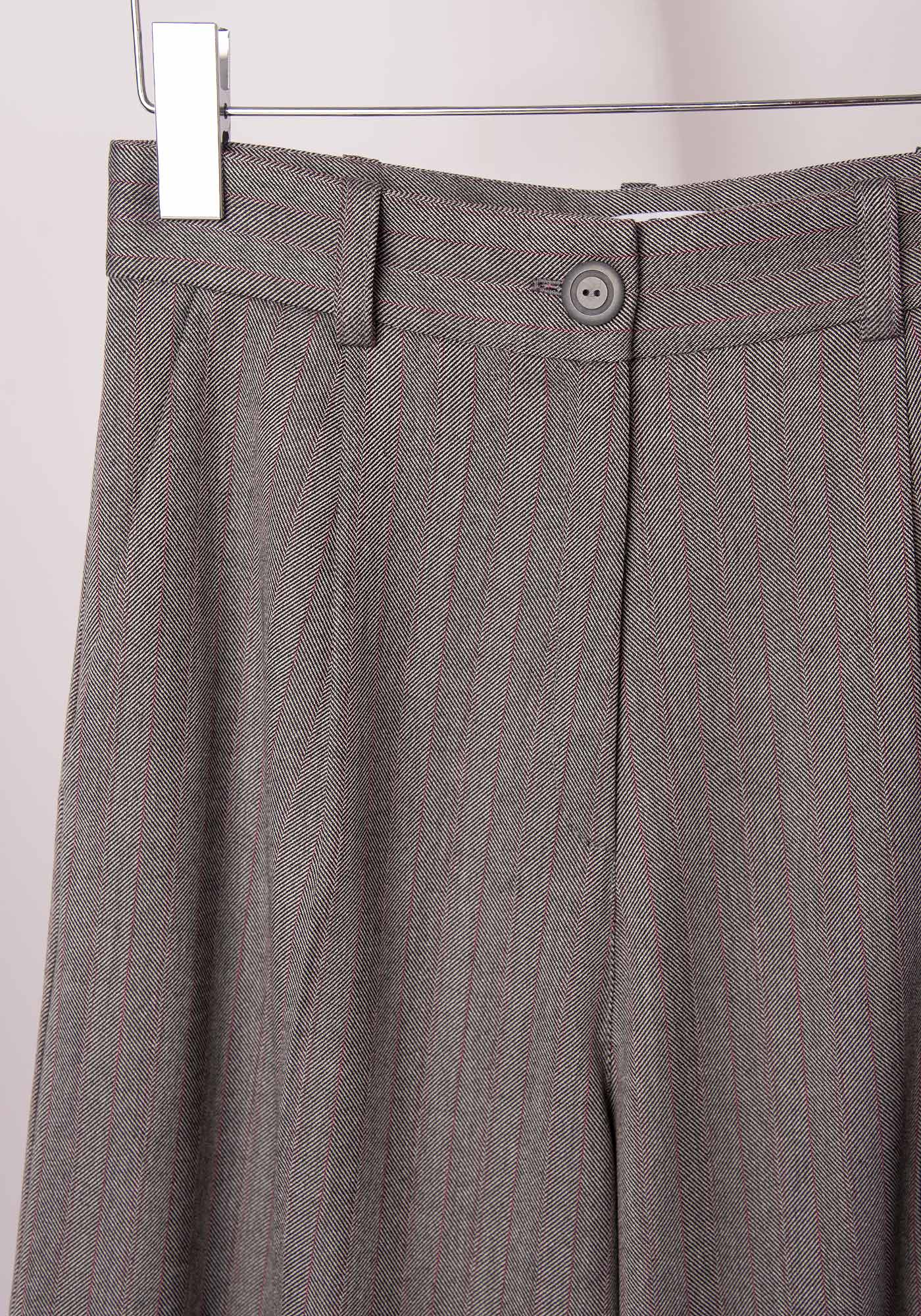 Women's Wide Leg Trousers in Grey Herringbone