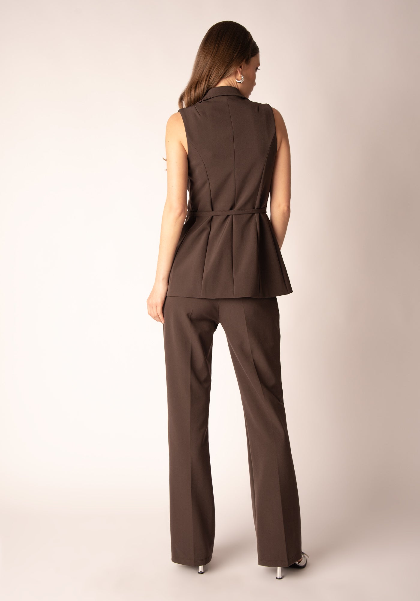 Women's High Rise Bootcut Trousers in Espresso Brown