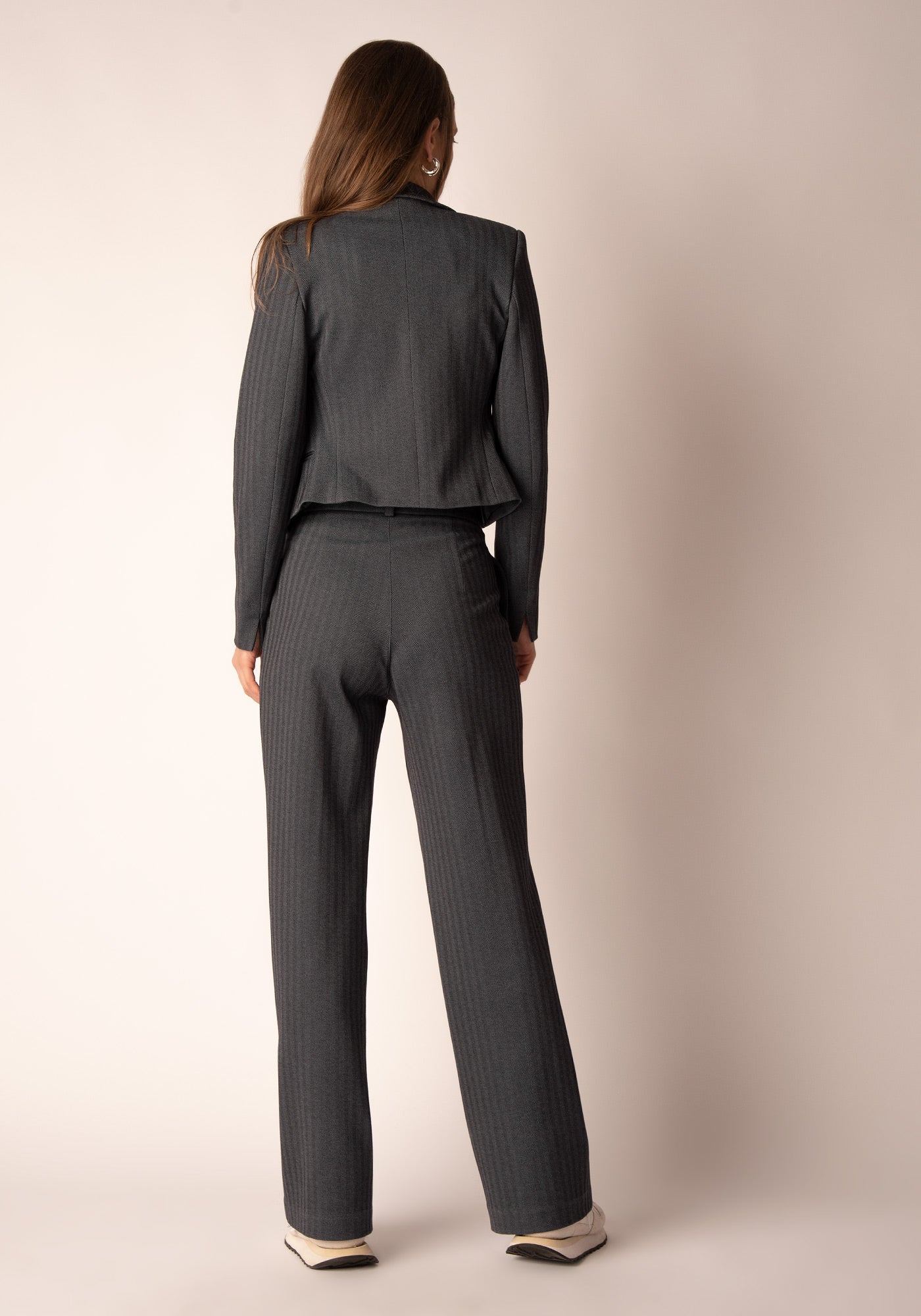 Women's Straight Leg Herringbone Pant - Grey