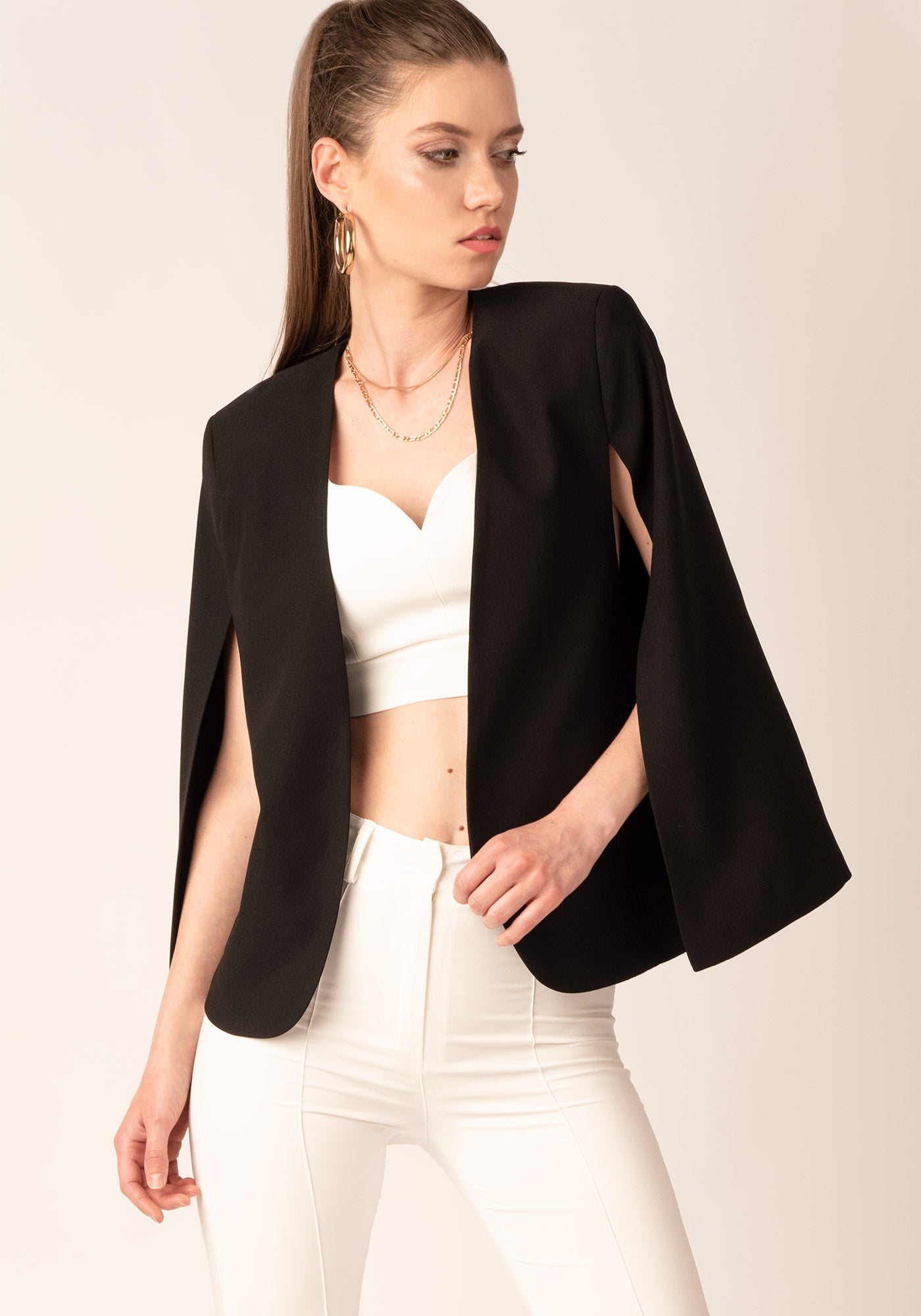 Cropped cape outlet blazer